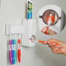 Toothpaste Dispenser With 5 Brush Holder Wall Mounted Automatic Hands Free