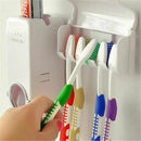 Toothpaste Dispenser With 5 Brush Holder Wall Mounted Automatic Hands Free