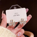 ZJE-165 Sparkling Bow Shape Zircon Korean Earrings- Golden