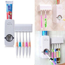 Toothpaste Dispenser With 5 Brush Holder Wall Mounted Automatic Hands Free