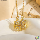 Korean Magnetic 4 Leaf Clover Pendant Necklace- Golden